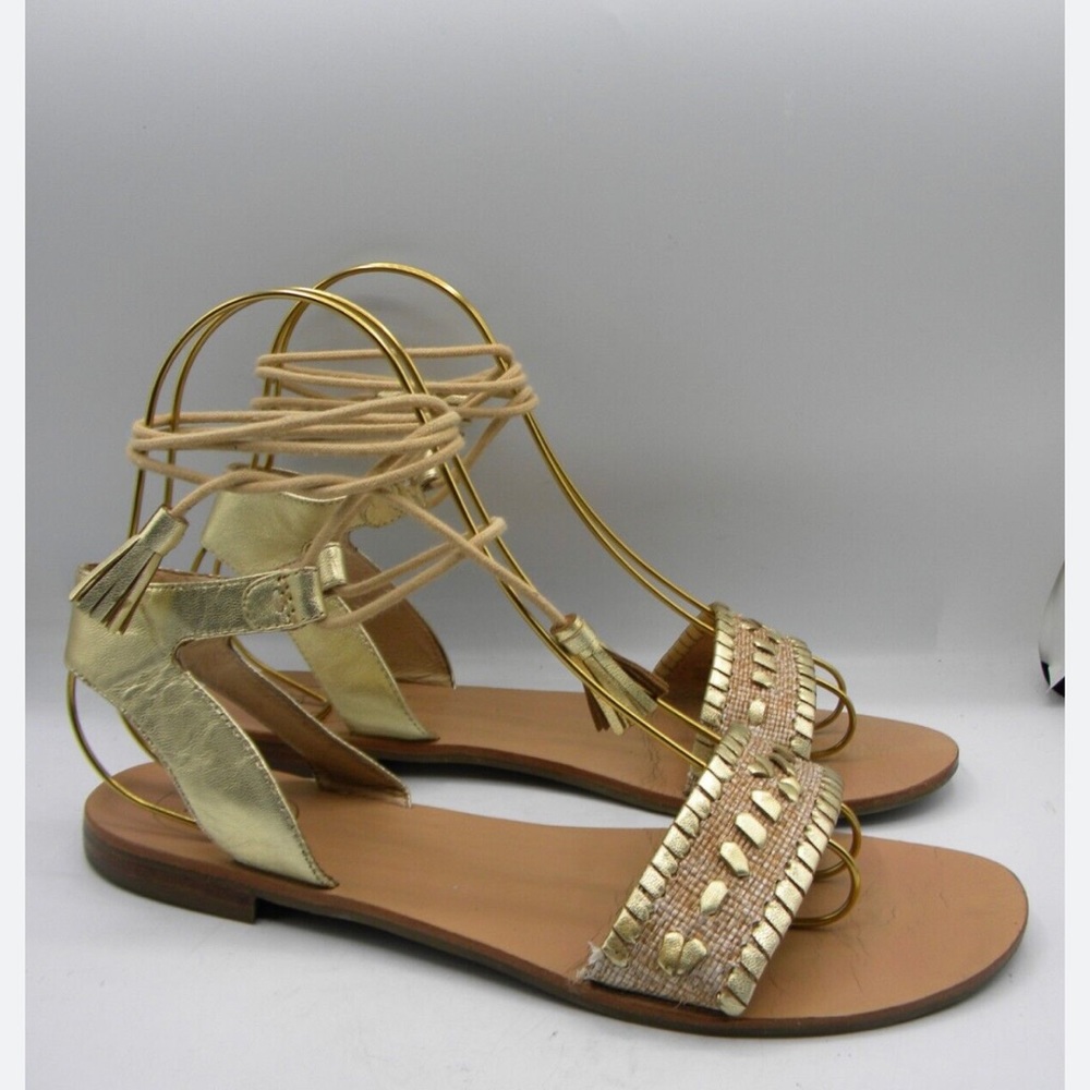 Jack Rogers Gold Sandals with Ankle Tie Straps (gladiator)